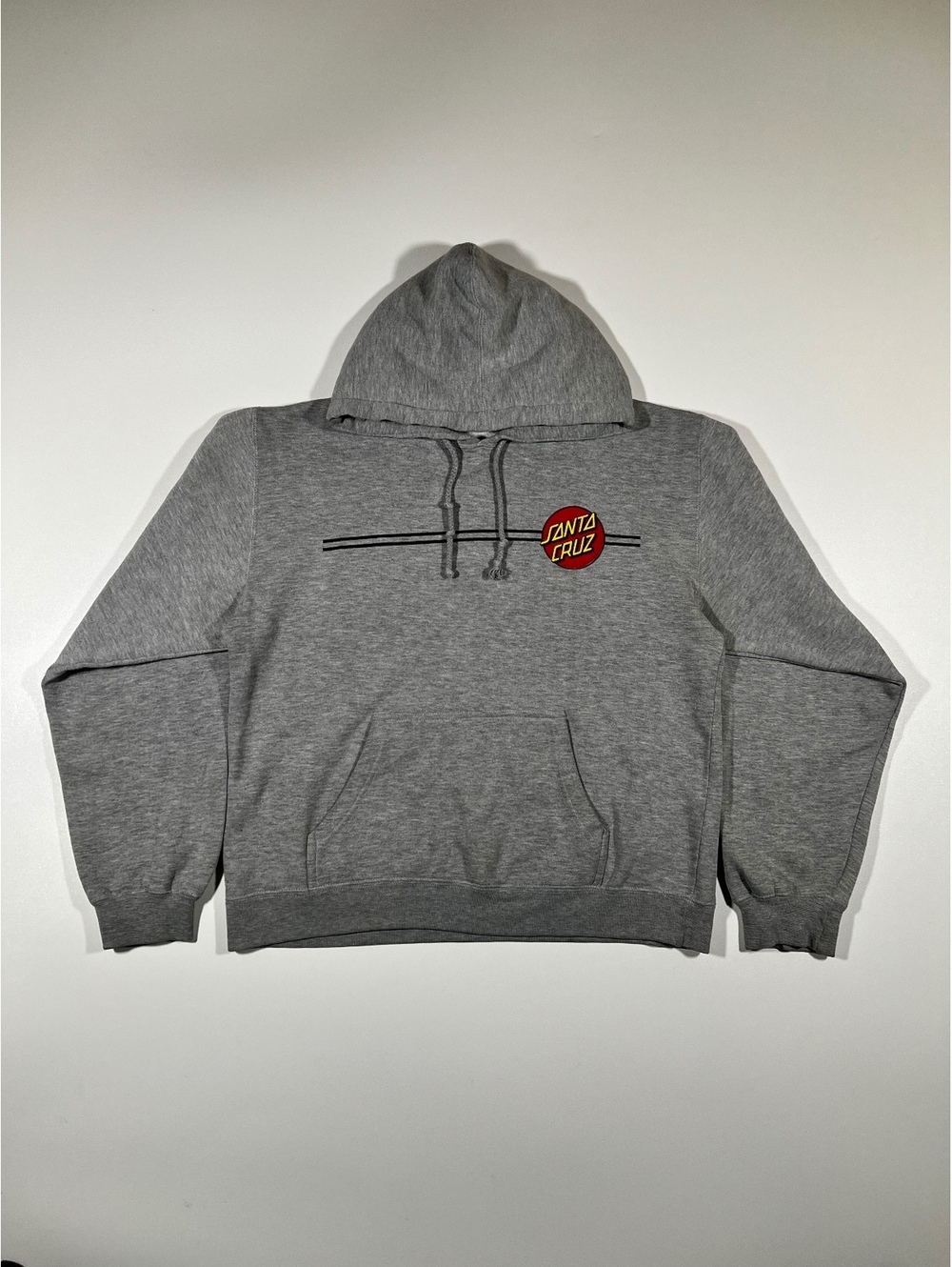 Santa Cruz Hoodie NHS Mens Medium Grey Classic Dot Logo Pullover Sweatshirt
